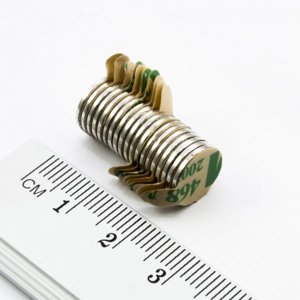 Neodymový magnet válec 10x1 mm se samolepkou - N38