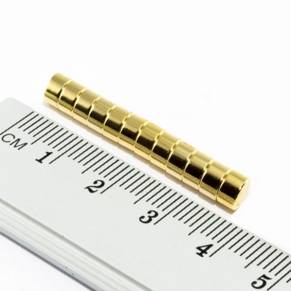 Neodymový magnet válec 5x3 mm pozlacený - N35