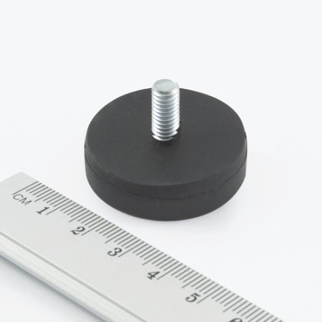 Magnet v pouzdře s vnějším závitem 31x6 mm pogumovaný