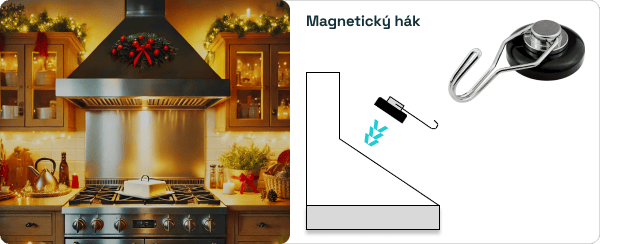 Kouzelné magnetické Vánoce - blog- digestoř s věncem