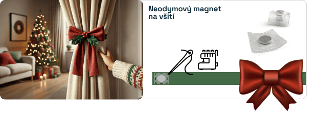 Kouzelné magnetické Vánoce - blog - vánoční stuha na závěsu